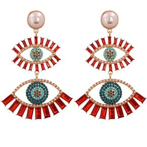 Crystal Evil Eyes Drop Earrings Fashion Unique Abstract Eyes Rhinestone Dangle Earring for Women Girls Exaggerated Jewelry