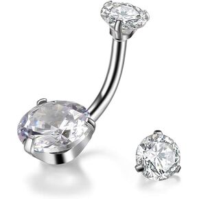 Gabry&jwl 14G 316L Surgical Steel Belly Button Rings for Women Girls CZ Navel Rings Belly Ring Belly Piercing Jewelry(Equipped with Alternate Top Zircon)