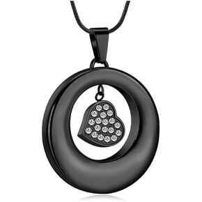 VCCWYQK Cremation Urn Necklace for Ashes Eternity Circle of Life with A Tree Memorial Stainless Steel Pendant for Ash for Women Men