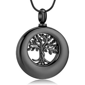 VCCWYQK Cremation Urn Necklace for Ashes Eternity Circle of Life with A Tree Memorial Stainless Steel Pendant for Ash for Women Men in Kuwait