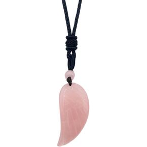 EDEN'S CALL Natural Healing Crystal Stone Pendant Necklace for Women and Men Adjustable Handcrafted Angel Wing Necklace