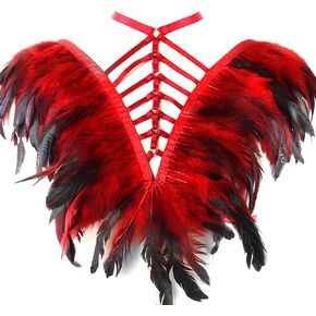 Women's Feathers Harness Bra Epaulets Elastic Adjustable Punk Gothic Carnival Christmas Dance Costume Accessories