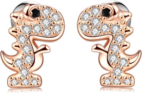 1 Pair 18G Stainless Steel Dinosaur Cubic Zirconia Cartilage Helix Stud Earrings Auricle Piercings Stud Women in Saudi Arabia