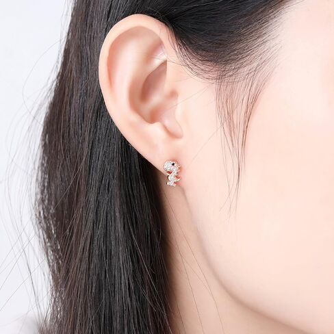 1 Pair 18G Stainless Steel Dinosaur Cubic Zirconia Cartilage Helix Stud Earrings Auricle Piercings Stud Women in Saudi Arabia