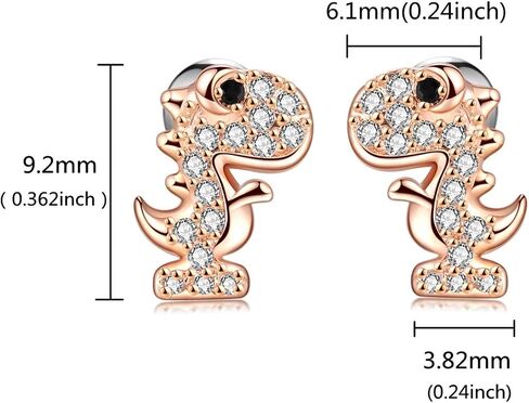 1 Pair 18G Stainless Steel Dinosaur Cubic Zirconia Cartilage Helix Stud Earrings Auricle Piercings Stud Women in Saudi Arabia