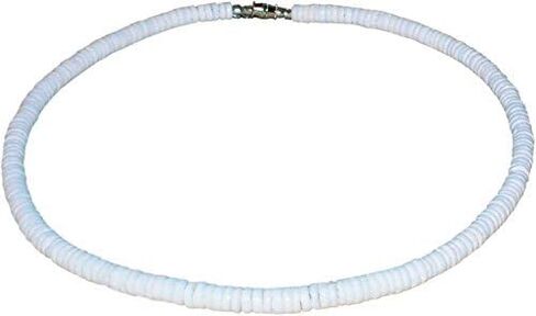 Mens and Womens Tropical Summer Beach Surfer Necklace from the Philippines, White Ark Shells in Saudi Arabia