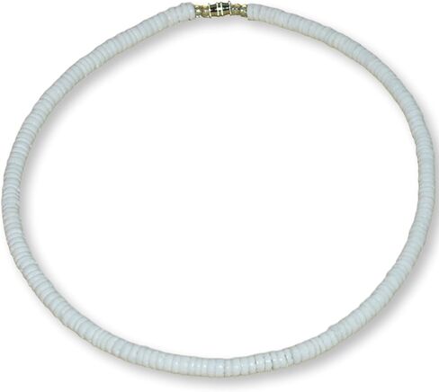 Mens and Womens Tropical Summer Beach Surfer Necklace from the Philippines, White Ark Shells in Saudi Arabia