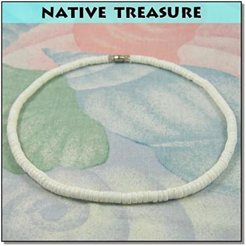 Mens and Womens Tropical Summer Beach Surfer Necklace from the Philippines, White Ark Shells in Saudi Arabia