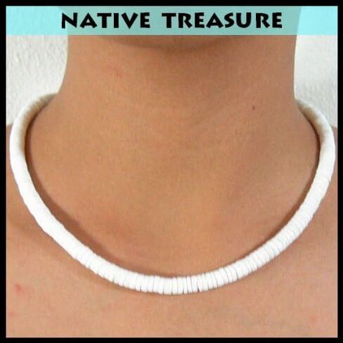 Mens and Womens Tropical Summer Beach Surfer Necklace from the Philippines, White Ark Shells in Saudi Arabia
