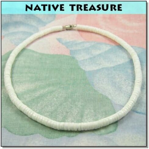Mens and Womens Tropical Summer Beach Surfer Necklace from the Philippines, White Ark Shells in Saudi Arabia
