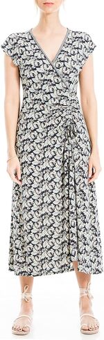 Max Studio Women's Short Sleeve Side Tie Ruched Midi Dress in Saudi Arabia