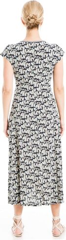 Max Studio Women's Short Sleeve Side Tie Ruched Midi Dress in Saudi Arabia