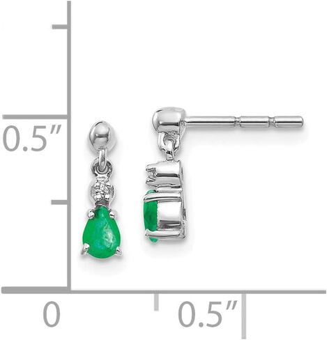 FB Jewels 14k White Gold Emerald & Diamond Dangle Post Earrings in Saudi Arabia