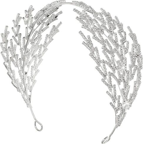 Coucoland Wedding Headpiece for Bride - Hair Jewelry Wedding Headband Tiara Leaf Headband Crown Tiara Bridal Silver Headpiece in Kuwait