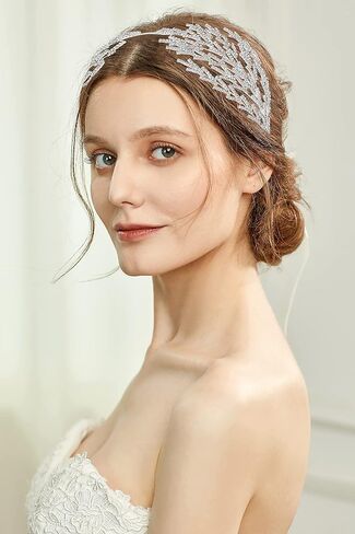 Coucoland Wedding Headpiece for Bride - Hair Jewelry Wedding Headband Tiara Leaf Headband Crown Tiara Bridal Silver Headpiece in Kuwait