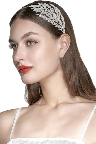 Coucoland Wedding Headpiece for Bride - Hair Jewelry Wedding Headband Tiara Leaf Headband Crown Tiara Bridal Silver Headpiece in Kuwait