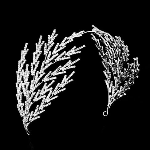 Coucoland Wedding Headpiece for Bride - Hair Jewelry Wedding Headband Tiara Leaf Headband Crown Tiara Bridal Silver Headpiece in Kuwait