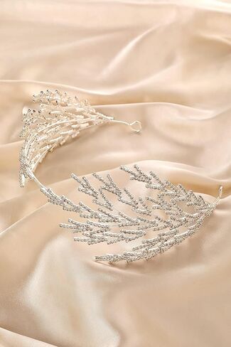 Coucoland Wedding Headpiece for Bride - Hair Jewelry Wedding Headband Tiara Leaf Headband Crown Tiara Bridal Silver Headpiece in Kuwait