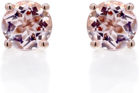 Gin & Grace 14K Rose Gold Genuine Morganite Round Stud قرط للنساء. in Saudi Arabia