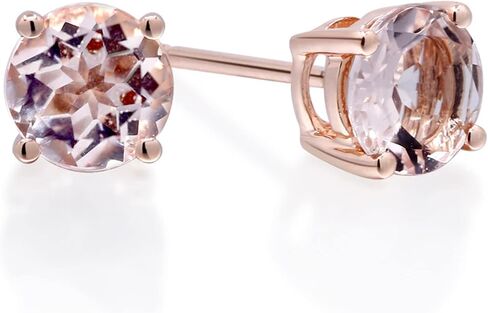 Gin & Grace 14K Rose Gold Genuine Morganite Round Stud قرط للنساء. in Saudi Arabia