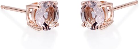 Gin & Grace 14K Rose Gold Genuine Morganite Round Stud قرط للنساء. in Saudi Arabia