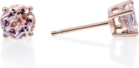 Gin & Grace 14K Rose Gold Genuine Morganite Round Stud قرط للنساء. in Saudi Arabia