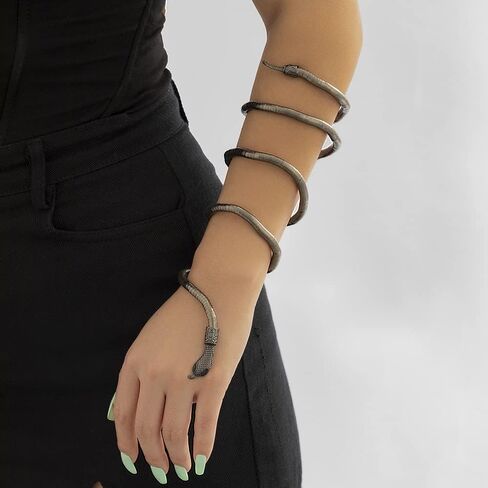 قلادة على شكل ثعبان متعرج قلادة منحنية الأبعاد للنساء المراهقات والفتيات (أسود) in Kuwait