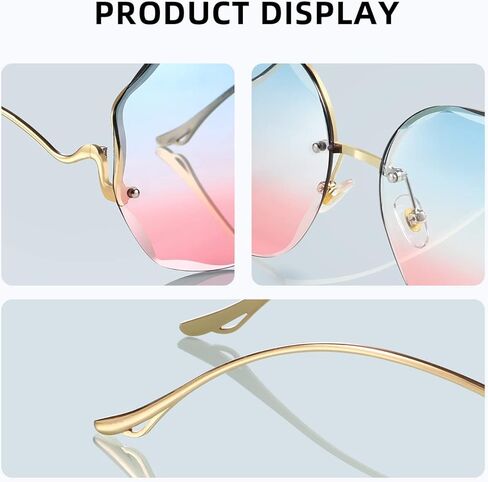WOWSUN Y2K Sunglasses Rimless Gradient Womens Vintage Sunglasses in Kuwait