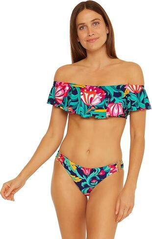 Trina Turk Women's Standard India Garden Off Shoulder Ruffle Bandeau Bikini Top-Swimwear Separates in Saudi Arabia