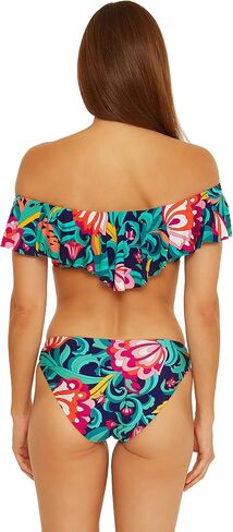 Trina Turk Women's Standard India Garden Off Shoulder Ruffle Bandeau Bikini Top-Swimwear Separates in Saudi Arabia
