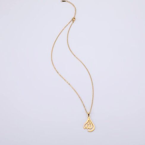 Islamic Muslim Allah Layered Necklaces For Women Stainless Steel Charm Water Drop Heart Shape Allah Pendant Double Layer Necklace Islamic Jewelry in Saudi Arabia