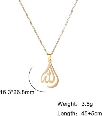 Islamic Muslim Allah Layered Necklaces For Women Stainless Steel Charm Water Drop Heart Shape Allah Pendant Double Layer Necklace Islamic Jewelry in Saudi Arabia