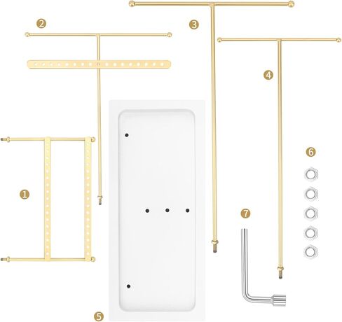 حامل منظم مجوهرات معلق من DesignSter مكون من 6 طبقات مع صواني خشبية وقلادة على الطاولة وحامل أقراط ومنظم مجوهرات وشجرة برج لعرض السوار (أسود) in Kuwait