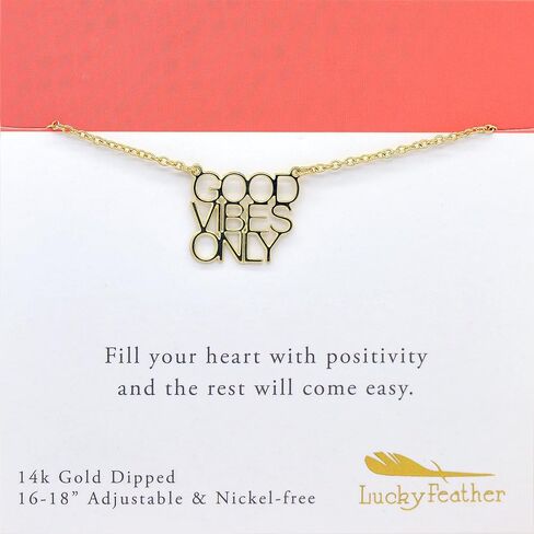 قلادة من الفضة الإسترلينية مطبوع عليها عبارة "Good Vibes Only Message Leged"، 40.64 سم - 45.72 سم. ايه دي جي شين in Kuwait