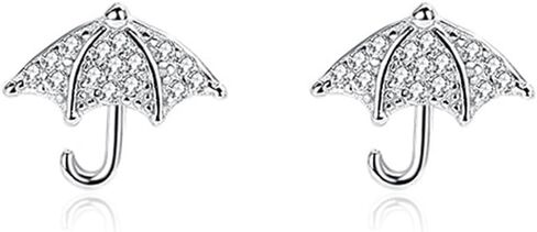Sterling Silver Tiny Umbrella Cubic Zirconia Stud Earring for Teen Girls Women Cute Statement Small Cartilage Pierced Earrings Hypoallergenic Sensitive Ear Jewelry Dainty Gift for Niece Daughter Xmas in Saudi Arabia