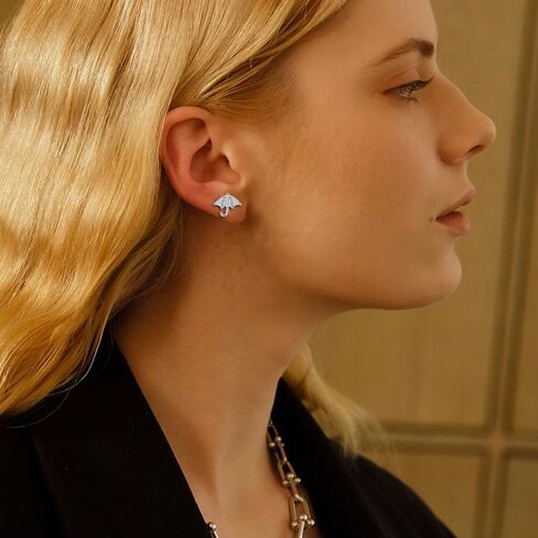 Sterling Silver Tiny Umbrella Cubic Zirconia Stud Earring for Teen Girls Women Cute Statement Small Cartilage Pierced Earrings Hypoallergenic Sensitive Ear Jewelry Dainty Gift for Niece Daughter Xmas in Saudi Arabia