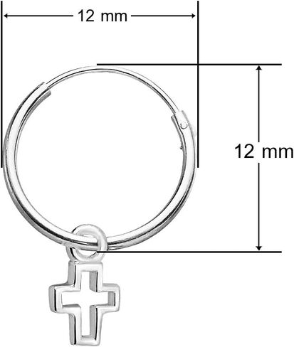 SILVERLINE -Sterling Silver Endless Hoop Earrings With a Cross Charm Design in Colors Sterling Silver and Yellow Gold Dipped in Kuwait