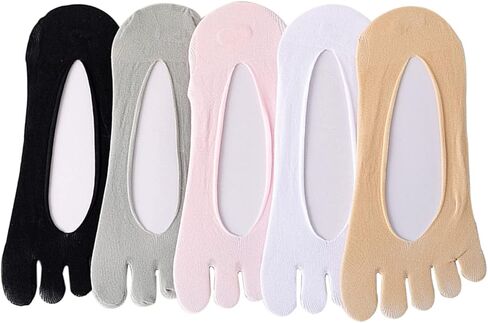 جوارب ببطانة غير مرئية بخمسة أصابع من No Show، جوارب عند أصابع القدم للسيدات، 5 أزواج in Kuwait