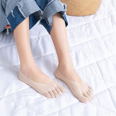 جوارب ببطانة غير مرئية بخمسة أصابع من No Show، جوارب عند أصابع القدم للسيدات، 5 أزواج in Kuwait