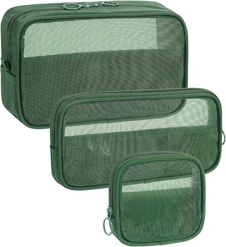 4 Pack Mesh Cosmetic Bags, Nylon Makeup Pouches with Zipper for Home Office Purse Diaper Bag (Black) in Saudi Arabia