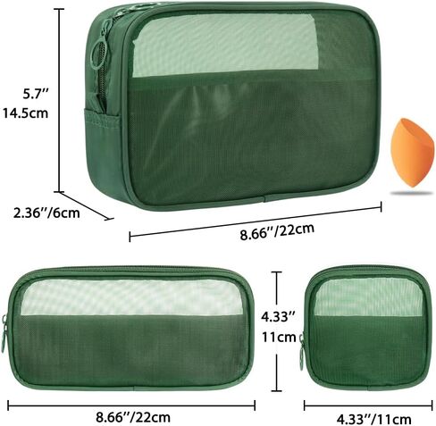 4 Pack Mesh Cosmetic Bags, Nylon Makeup Pouches with Zipper for Home Office Purse Diaper Bag (Black) in Saudi Arabia