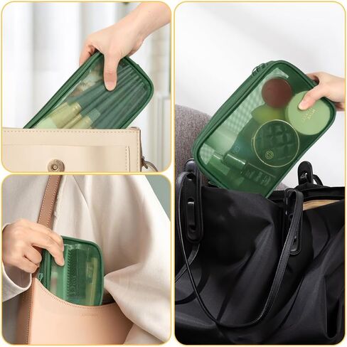 4 Pack Mesh Cosmetic Bags, Nylon Makeup Pouches with Zipper for Home Office Purse Diaper Bag (Black) in Saudi Arabia