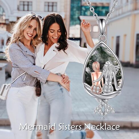 MONGAS Mermaid Necklaces 925 Sterling Silver with Crystal Mermaid Sister Jewelry Gifts for Women in Saudi Arabia