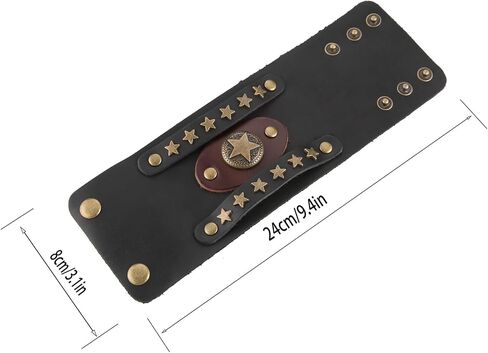 Men's Wide Cuff Wristband Punk Rock Motorbike Wide Belt Leather Bracelet in Saudi Arabia