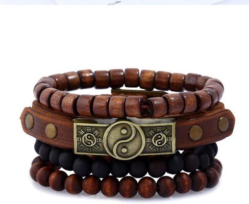 AGR8T جلد سوار للنساء الرجال، اليدوية جلد قابل للتعديل سوار التفاف حبل معصمه in Kuwait