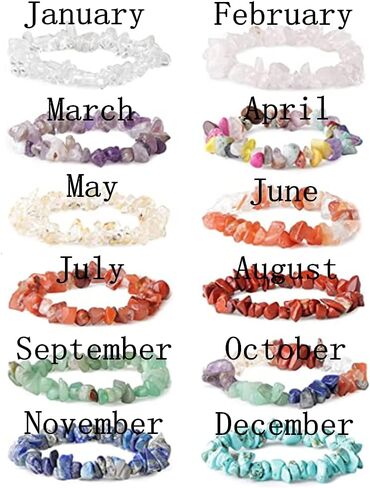 سوار حجر الميلاد الطبيعي سوار شقرا ملون غير منتظم من الحجر المكسر من يناير إلى ديسمبر in Kuwait