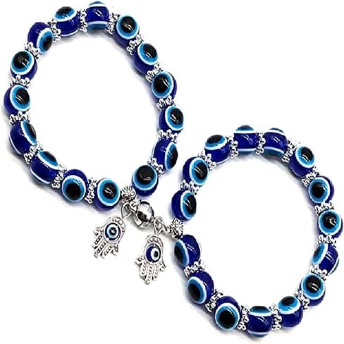 Caiyao 1-3 Pcs Blue Beads Evil Eyes Bracelet Hamsa Hand of Fatima Bracelet Glass Charm Evil Eye Leather Cord Necklace Protection Jewelry Set in Saudi Arabia