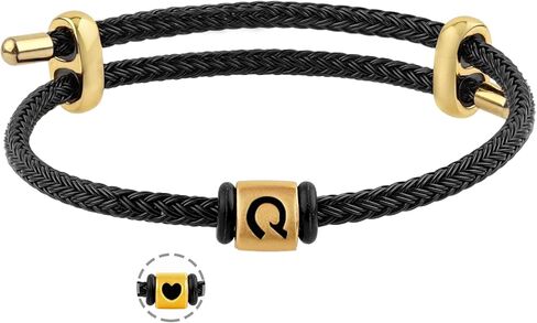 MuagoChic Bi-directional Buckle Rope Initial Bracelet, Gold Plated Bracelet with Letter, Alphabet Bracelets, Gifts for Women Men Girls in Kuwait