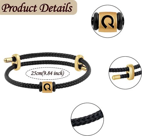 MuagoChic Bi-directional Buckle Rope Initial Bracelet, Gold Plated Bracelet with Letter, Alphabet Bracelets, Gifts for Women Men Girls in Kuwait