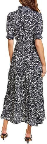 London Times Women's Petite Smocked Puff SLV Ruffle Nk Tiered Midi Dress in Saudi Arabia